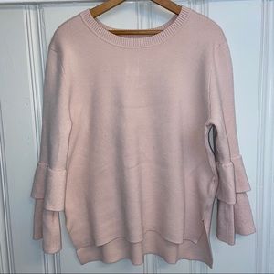 Blush Pink BLVD Ruffle Sleeve Sweater